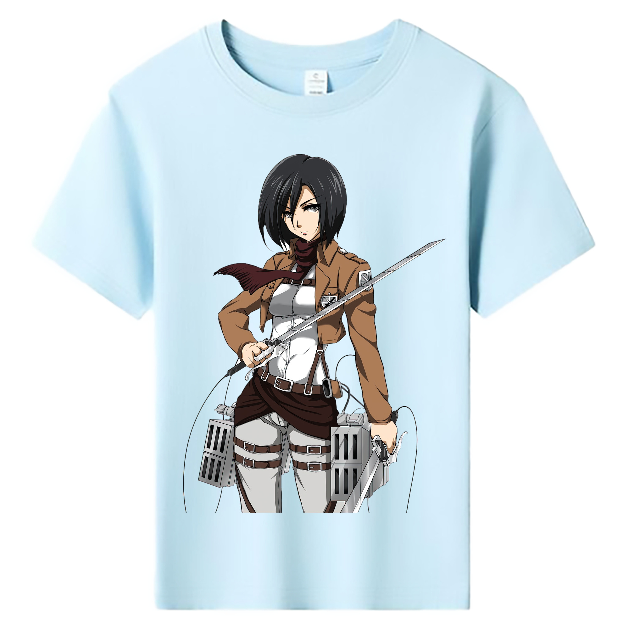 （画像用） 進撃の巨人 ミカサ·アッカーマン Attack on Titan Mikasa Ackerman 綿100％キッズTシャツ（フロントプリント）